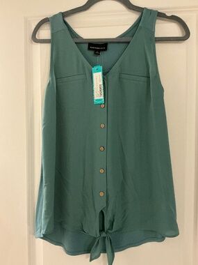 Fortune + Ivy Bendry Mixed Material Tie Front Blouse medium NWT